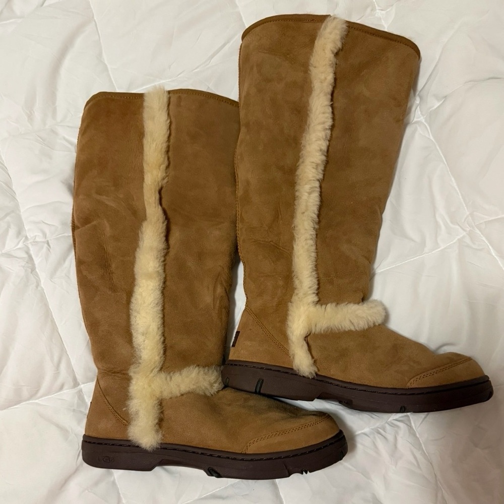 UGG Brown Over Calf Shearling Winter Boots